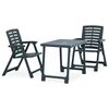 vidaXL 3 pcs conjunto de bistr&ocirc; dobr&aacute;vel pl&aacute;stico verde