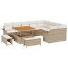 vidaXL Conjunto de Sof&aacute; de Jardim 12 unid. Bege vime PE