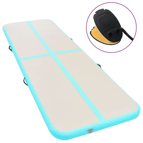 vidaXL Colch&atilde;o de gin&aacute;stica insufl&aacute;vel c/ bomba 300x100x10cm PVC verde