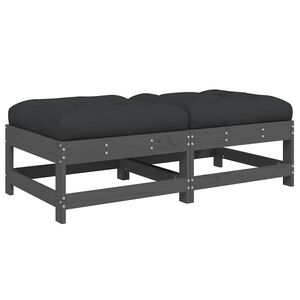 vidaXL Apoios de p&eacute;s p/ jardim c/ almofad&otilde;es 2 pcs pinho maci&ccedil;o cinza