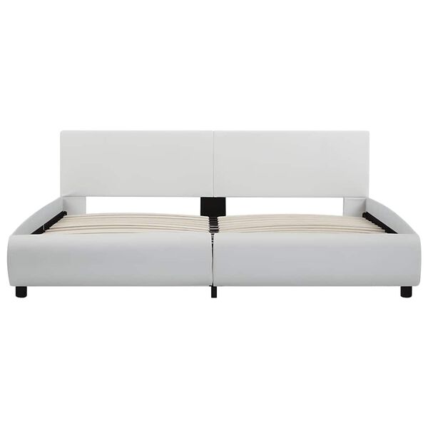 vidaXL Estrutura de cama com LED 160x200 cm couro artificial branco