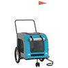 vidaXL Reboque bicicleta p/ animais tecido oxford/ferro azul/cinza