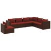 vidaXL 7 pcs conjunto lounge jardim c/ almofad&otilde;es vime PE castanho
