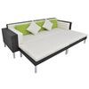 vidaXL 4 pcs conjunto lounge de jardim c/ almofadões vime PE preto