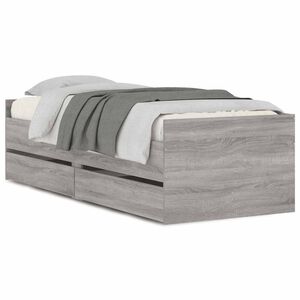 vidaXL Estrutura de cama com gavetas 100x200 cm cinzento sonoma
