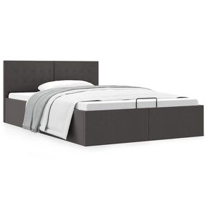 vidaXL Cama hidr&aacute;ulica c/ arruma&ccedil;&atilde;o 120x200cm tecido cinza-escuro