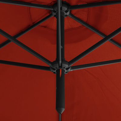 vidaXL Guarda-sol duplo com mastro de aço 600 cm terracota