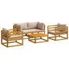 vidaXL Conjunto de Lounge para Jardim Modular de 5 Pe&ccedil;as Natural