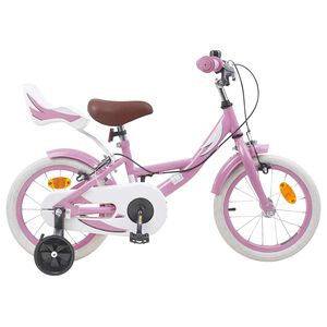 vidaXL Bicicleta Infantil 12 Polegadas para 2-4 anos Rosa Claro