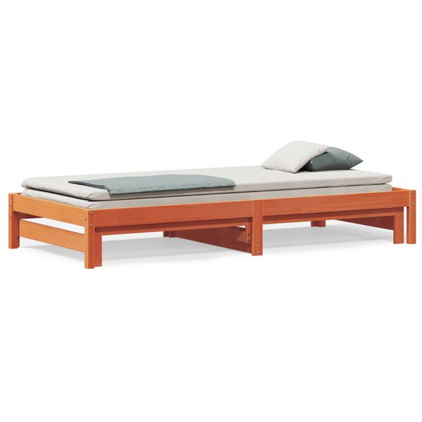 vidaXL Sofá-cama com gavetão 80x200 cm madeira de pinho castanho cera