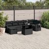 vidaXL 8 pcs conjunto sof&aacute;s de jardim com almofad&otilde;es vime PE preto
