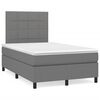 vidaXL Cama boxspring com colch&atilde;o 120x190 cm tecido cinzento-escuro