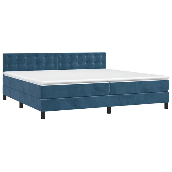 vidaXL Cama com molas/colch&atilde;o 200x200 cm veludo azul-escuro