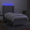 vidaXL Cama box spring c/ colch&atilde;o e LED 100x200 cm tecido cinza-claro