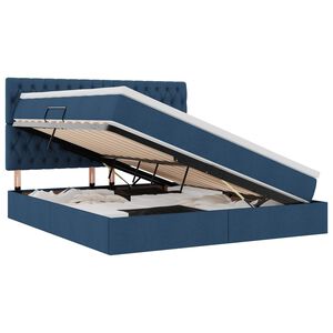 vidaXL Cama com arruma&ccedil;&atilde;o e LED com led Azul 180 x 200 cm Poli&eacute;ster