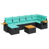 vidaXL 8 pcs conjunto sof&aacute;s de jardim com almofad&otilde;es vime PE preto
