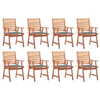 vidaXL Cadeiras de jantar p/ jardim 8 pcs c/ almofadões acácia maciça