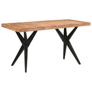 vidaXL Mesa de jantar 140x70x76 cm madeira de ac&aacute;cia maci&ccedil;a preto