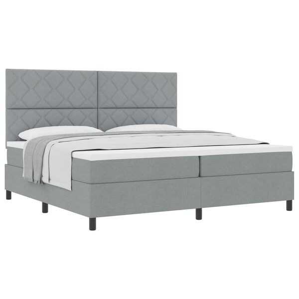 vidaXL Cama Box com colch&atilde;o Cinzento-claro 200 x 200 cm tecido