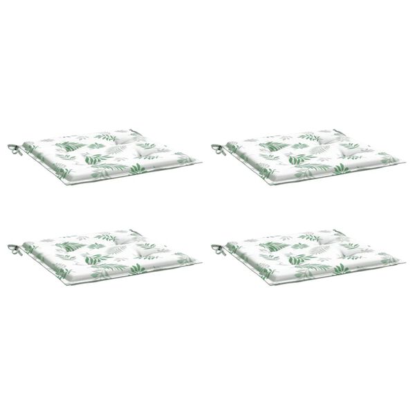 vidaXL Almofad&otilde;es p/ cadeira 4pcs 40x40x4cm tecido padr&atilde;o folhas