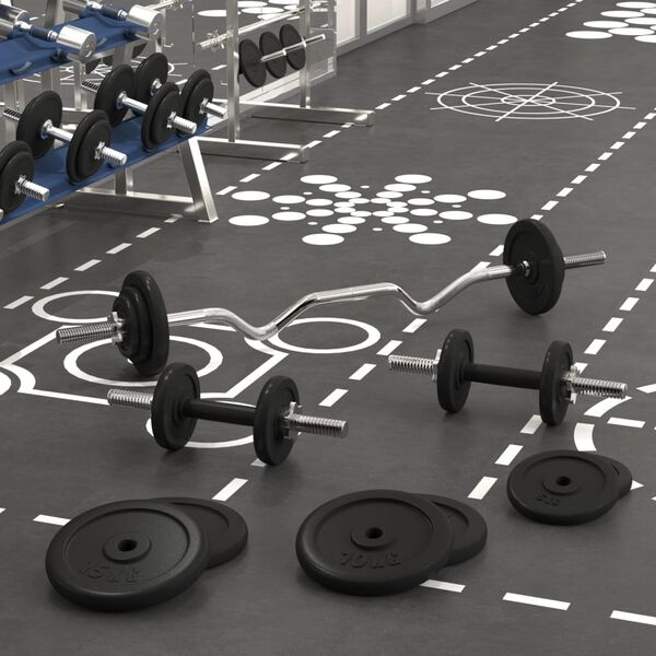 vidaXL Barras e halteres com discos 90 kg ferro fundido