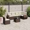 vidaXL 7 pcs conjunto de sof&aacute;s jardim c/ almofad&otilde;es vime PE castanho