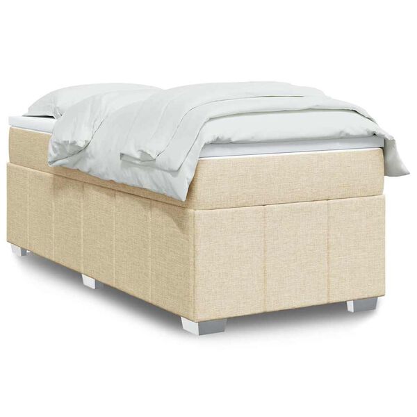 vidaXL Cama com molas/colch&atilde;o 100x200 cm tecido cor creme