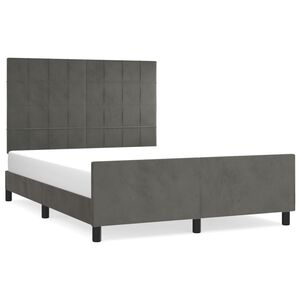 vidaXL Estrutura de cama sem colch&atilde;o 140x200 cm veludo cinzento-escuro