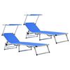 vidaXL Espregui&ccedil;adeiras dobr&aacute;veis c/ teto 2pcs alum&iacute;nio/textilene azul