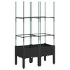 vidaXL Vaso/floreira de jardim c/ treli&ccedil;a 80x40x142,5 cm PP preto