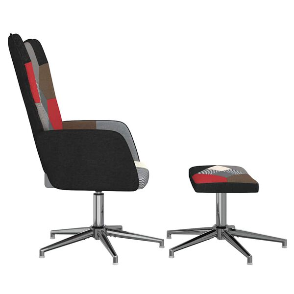 vidaXL Cadeira de descanso com banco tecido de retalhos