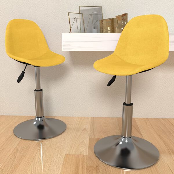 vidaXL Cadeiras de jantar girat&oacute;rias 2 pcs tecido amarelo mostarda