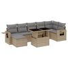vidaXL 8 pcs conjunto de sof&aacute;s p/ jardim com almofad&otilde;es vime PE bege