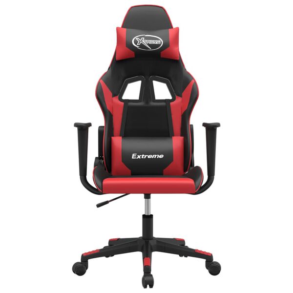 vidaXL Cadeira gaming massagens couro artificial preto e vermelho