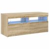 vidaXL M&oacute;vel de TV com luzes LED 90x35x40 cm carvalho sonoma
