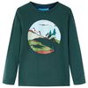 vidaXL T-shirt de manga comprida para crian&ccedil;a verde-escuro 92