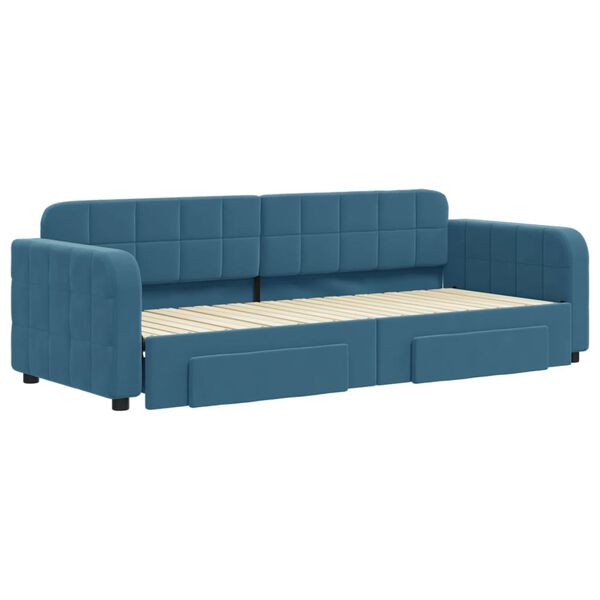vidaXL Sof&aacute;-cama com gavet&atilde;o e gavetas 80x200 cm veludo azul