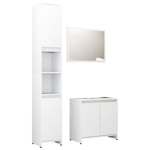 vidaXL 3 pcs conjunto de m&oacute;veis de casa de banho contraplacado branco