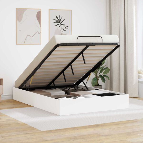 vidaXL Estrutura de Cama Ottoman Branco 193 x 120 x 25 cm