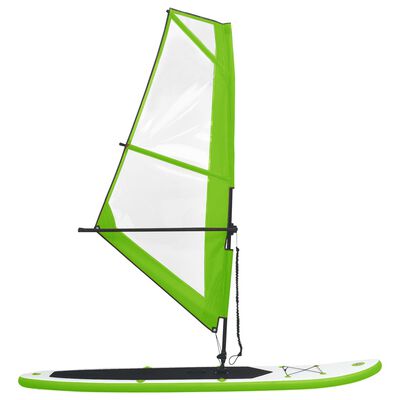 vidaXL Conjunto prancha paddle SUP insuflável c/ vela verde/branco