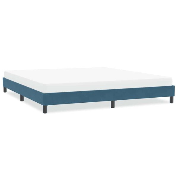 vidaXL Estrutura de cama sem colch&atilde;o 200x220 cm veludo azul-escuro