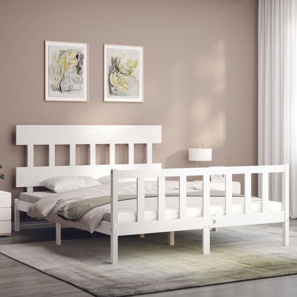 vidaXL Cama sem colch&atilde;o 160x200 cm madeira de pinho maci&ccedil;a branco