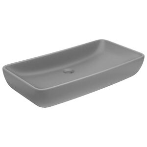 vidaXL Lavat&oacute;rio luxuoso retangular 71x38 cm cer&acirc;mica cinza-claro mate