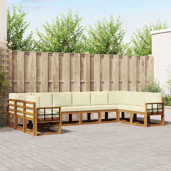 vidaXL Conjunto de Sof&aacute;s para Exterior 10 pcs Natural e Creme
