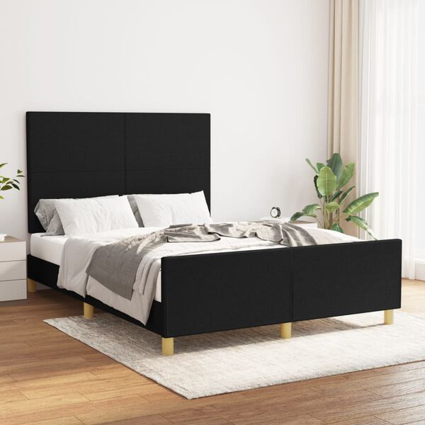 vidaXL Estrutura de cama sem colch&atilde;o 140x190 cm tecido preto