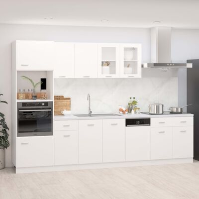 vidaXL 7 pcs conjunto armários de cozinha contraplacado branco