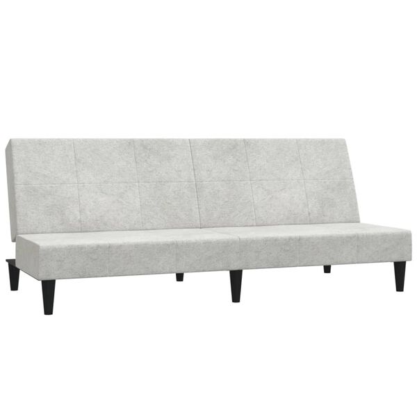 vidaXL Sof&aacute;-cama 2 lugares com banco tecido de microfibra cinza-claro