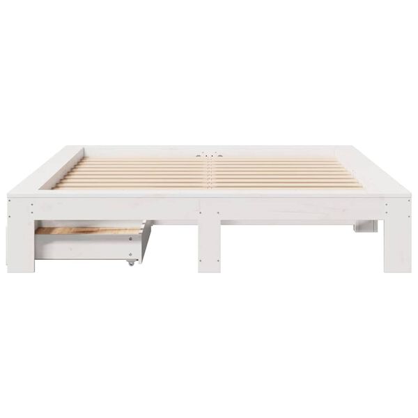 vidaXL Cama sem colchão 150x200 cm madeira de pinho maciça branco