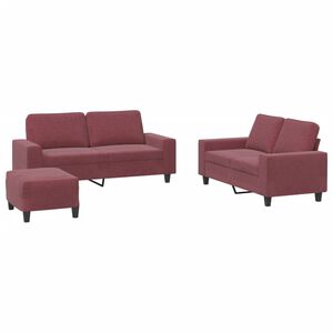 vidaXL 3 pcs conjunto de sof&aacute;s tecido vermelho-tinto