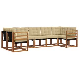 vidaXL Conjunto de Sof&aacute;s para Exterior 7 unid. Natural e Bege